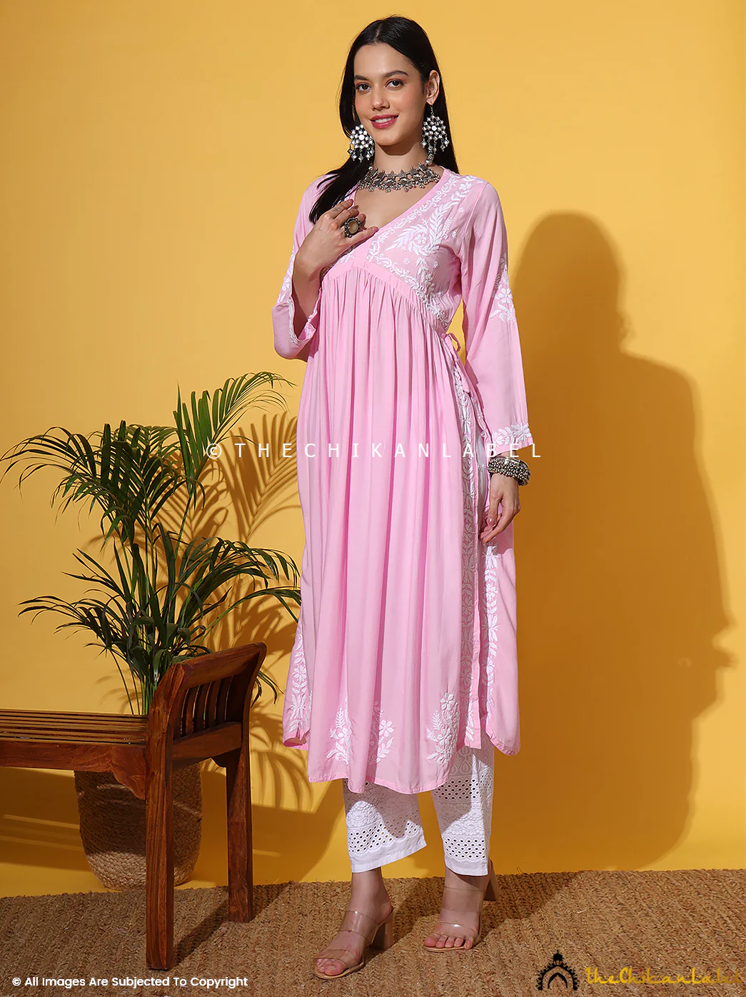 Nayra Modal Chikankari Anarkali -Baby Pink - Image 8