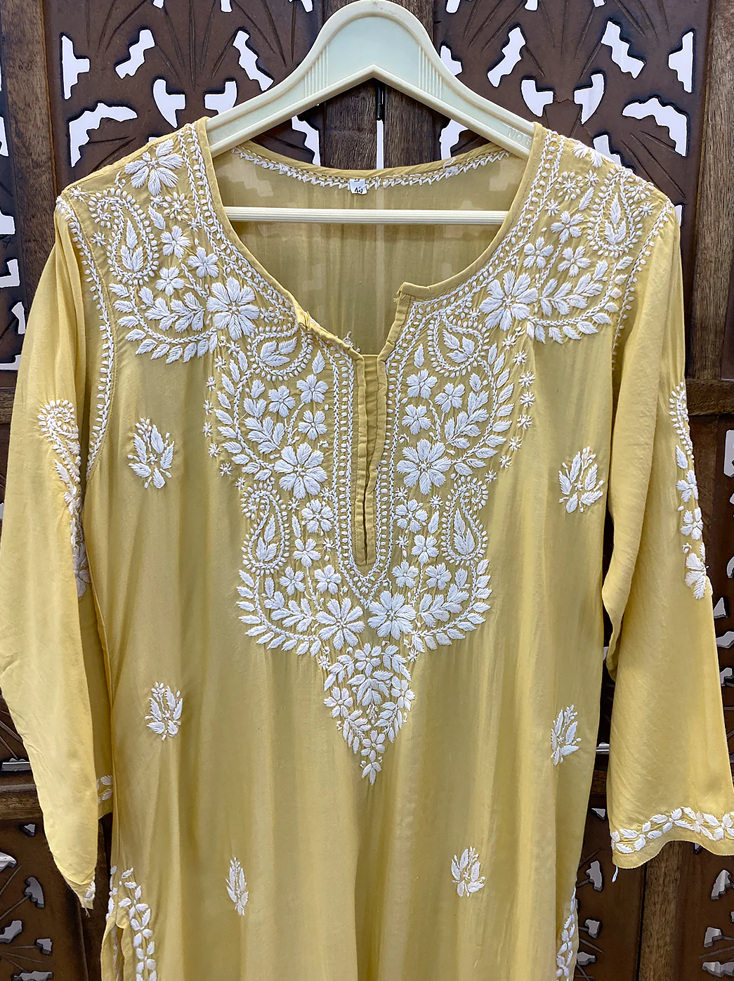 Beige Modal Chikankari Straight Kurti - Image 3
