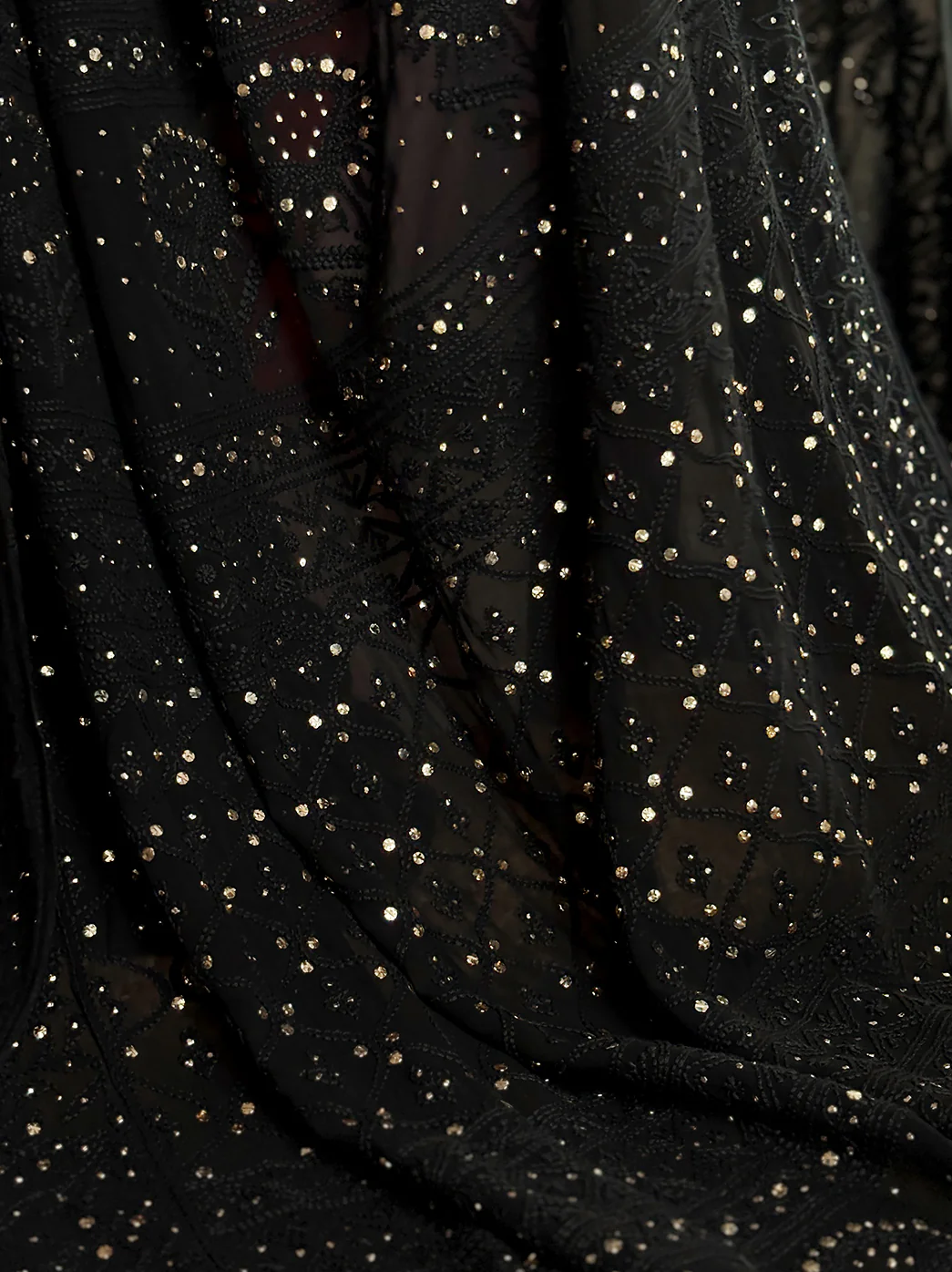 Black Begum Viscose Chikankari Saree - Image 9