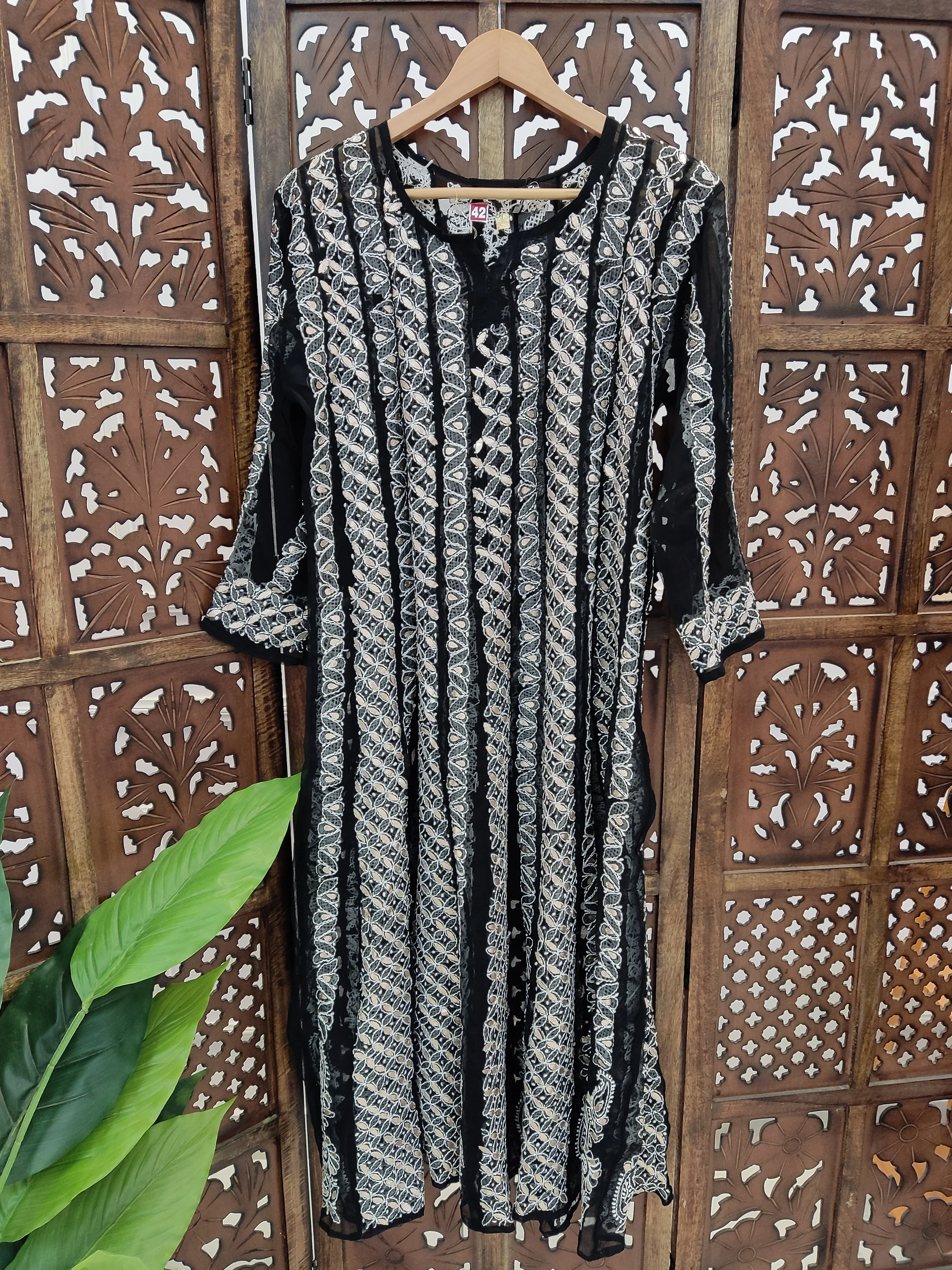Black Georgette Gota Patti Chikankari Anarkali Kurti - Image 2