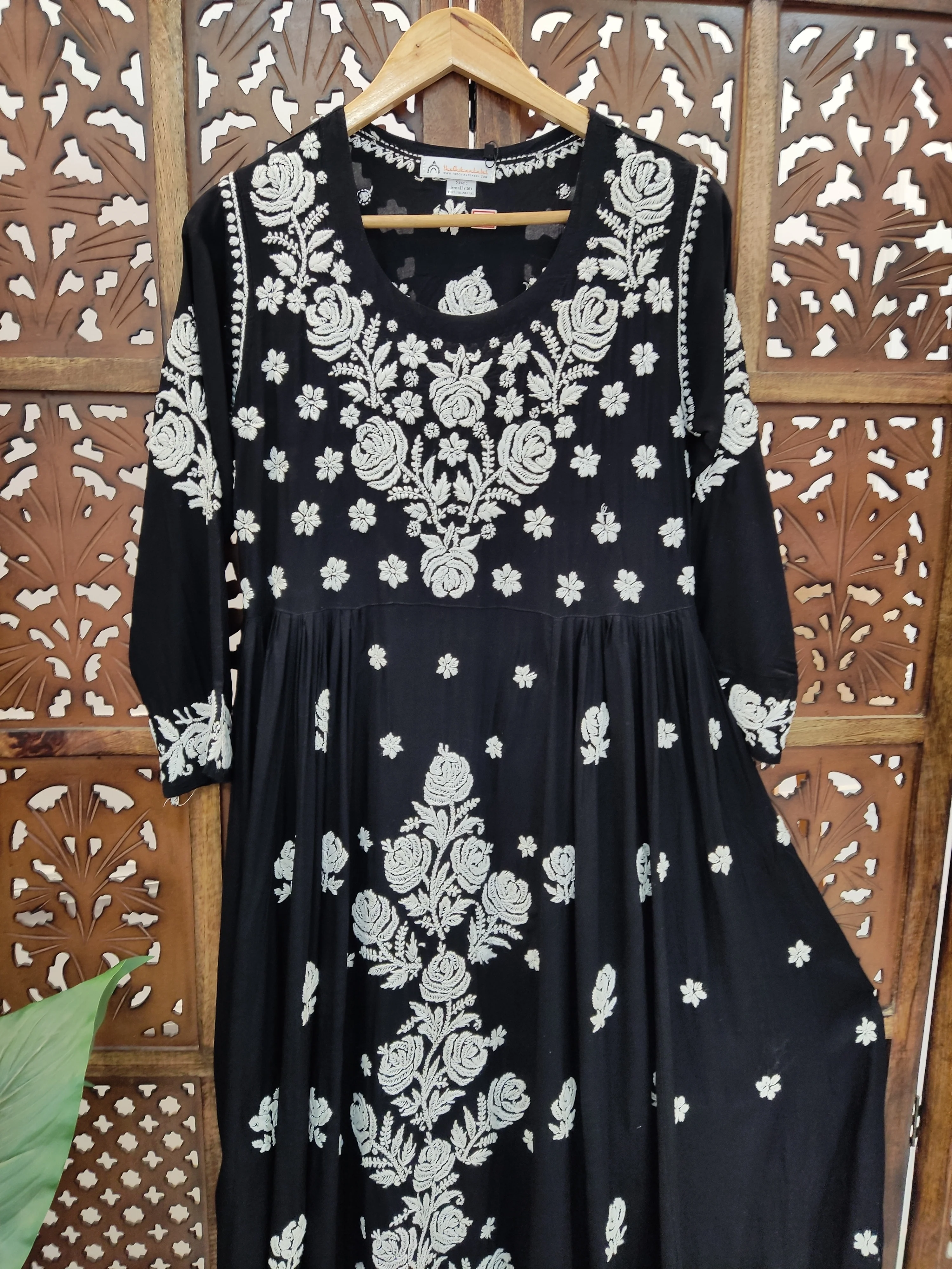Black Modal Chikankari Anarkali - Image 3