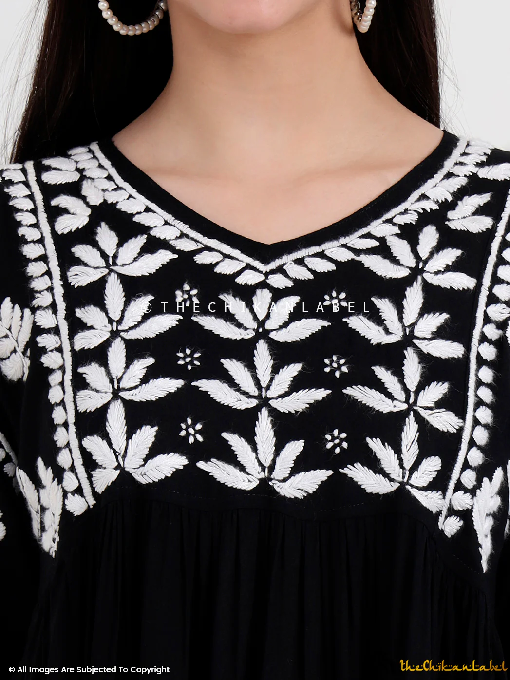 Black Modal Chikankari Kurti - Image 2