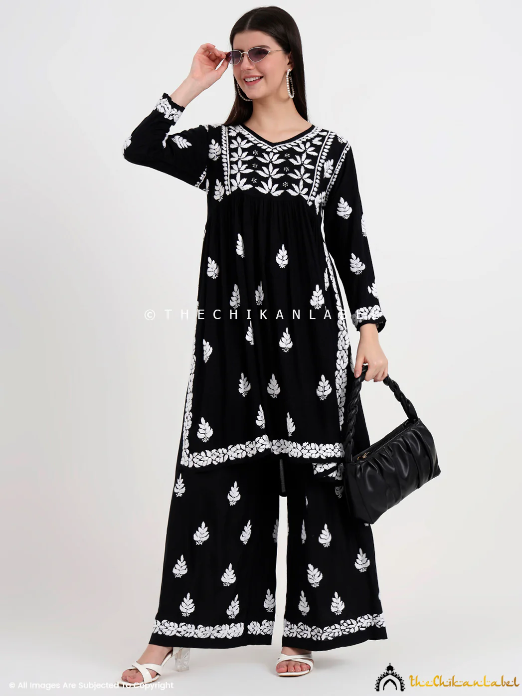 Black Modal Chikankari Kurti - Image 4