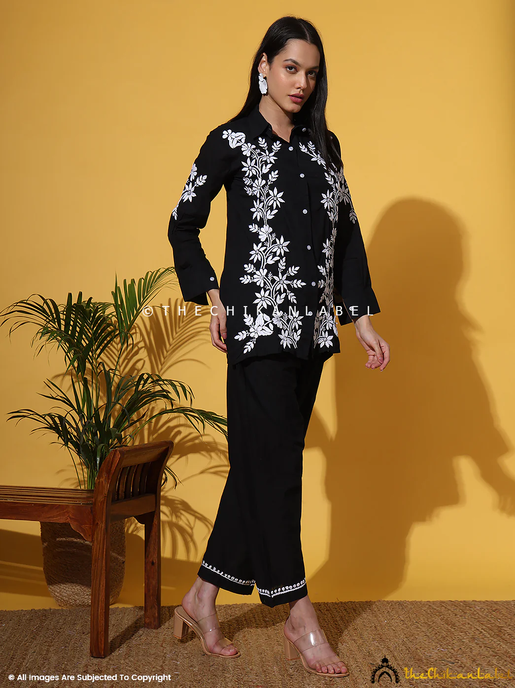 Rubi Cotton Chikankari Co-ord Set - Black - Image 6