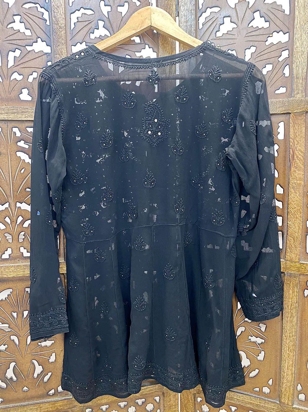 Black Viscose Chikankari Short Top - Image 3