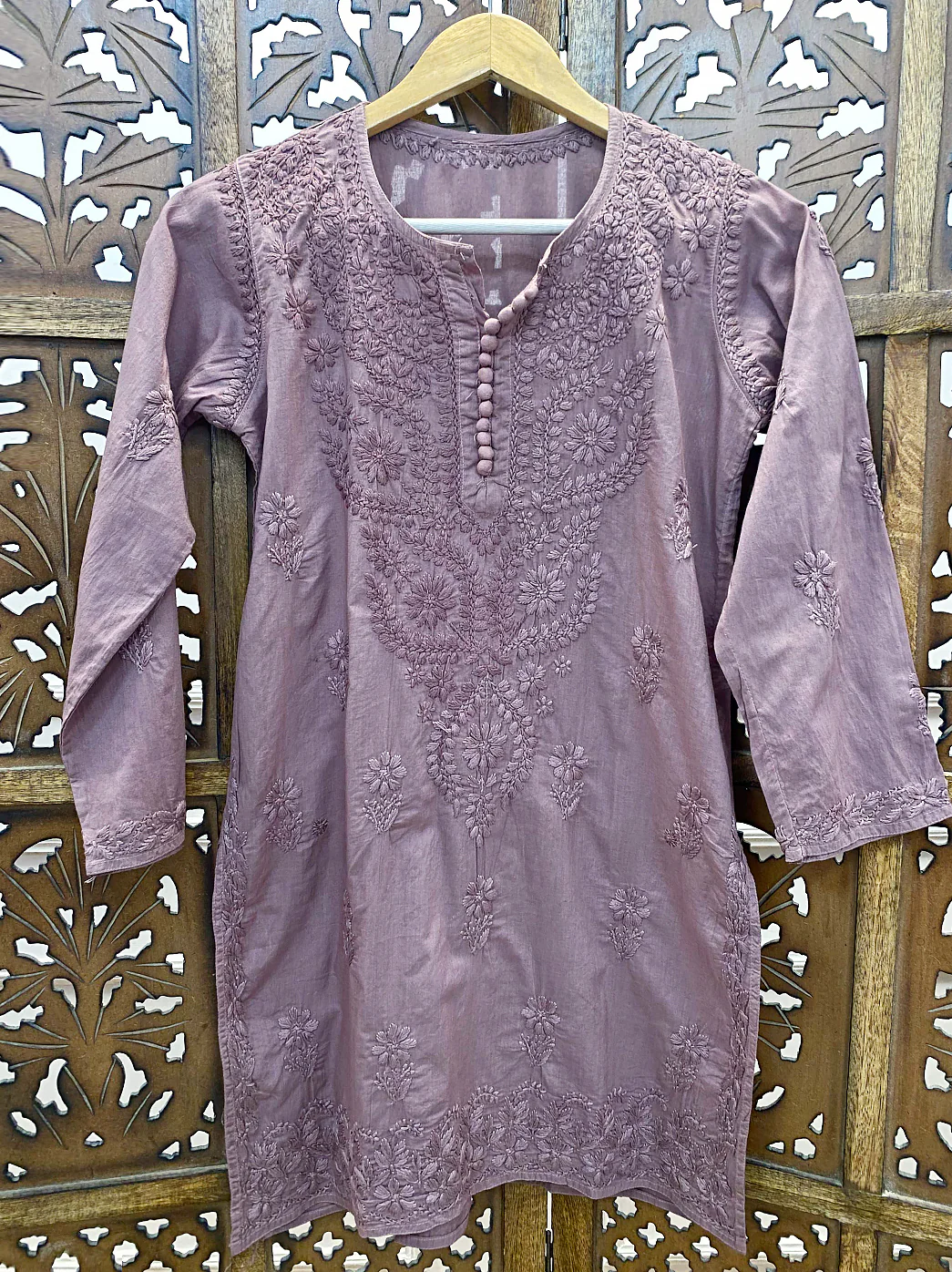 Choco Cotton Chikankari Short Kurti - Image 3