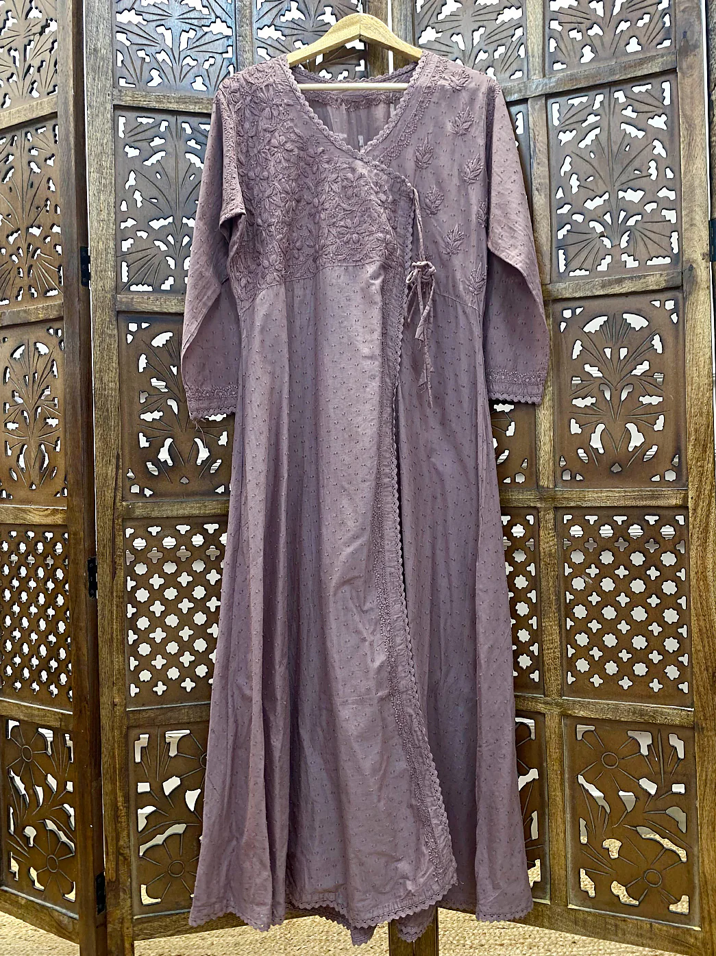 Choco Cotton Chikankari Slit Angrakha - Image 2
