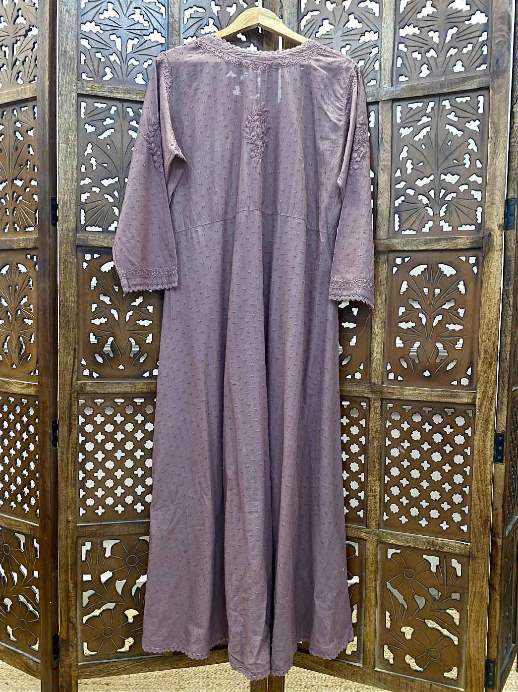 Choco Cotton Chikankari Slit Angrakha - Image 4
