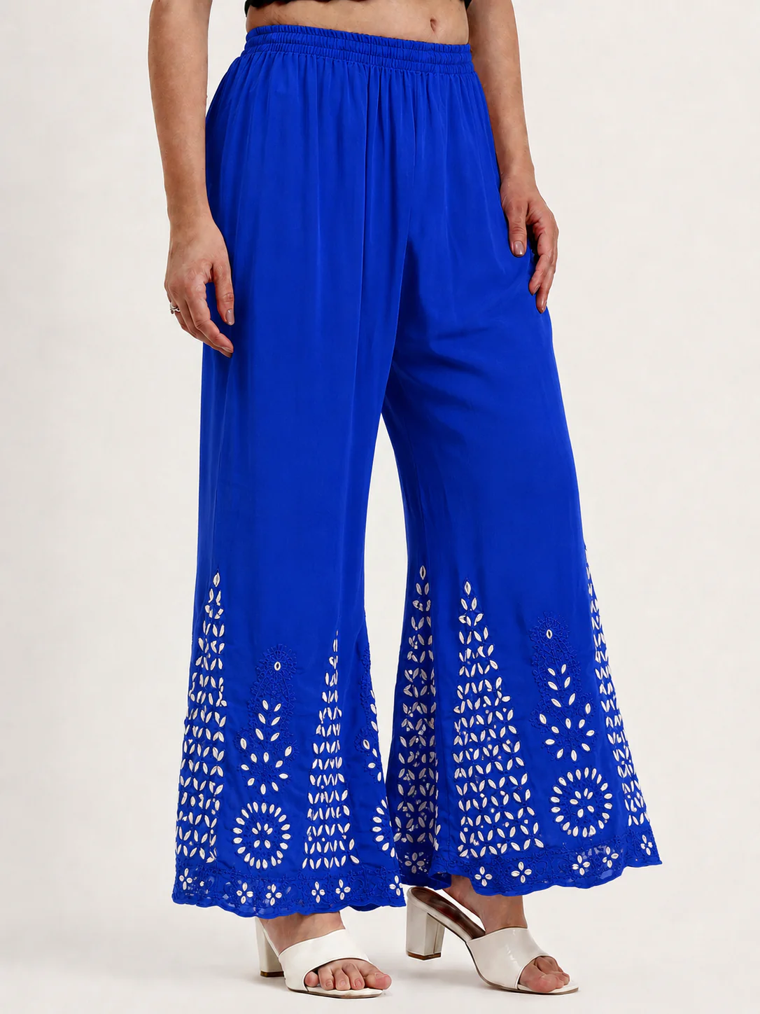 Georgette Chikankari Gota Patti Sharara - Blue - Image 2