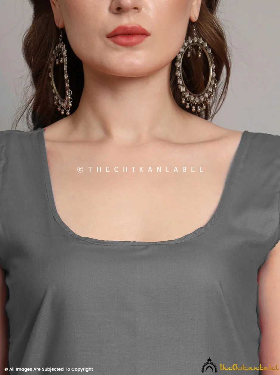 Cotton Short Camisole Inners for Kurtis & Kurta Grey - Image 2
