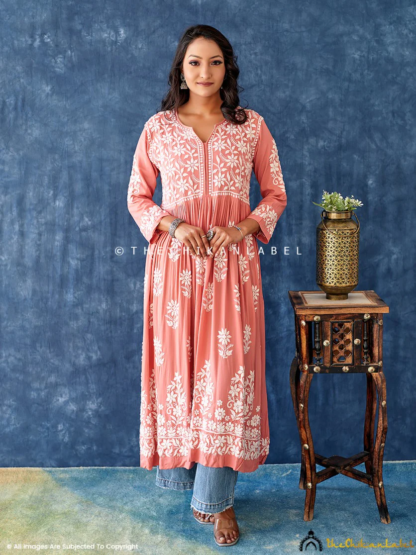 Latte Modal Chikankari Anarkali Kurta - Image 3