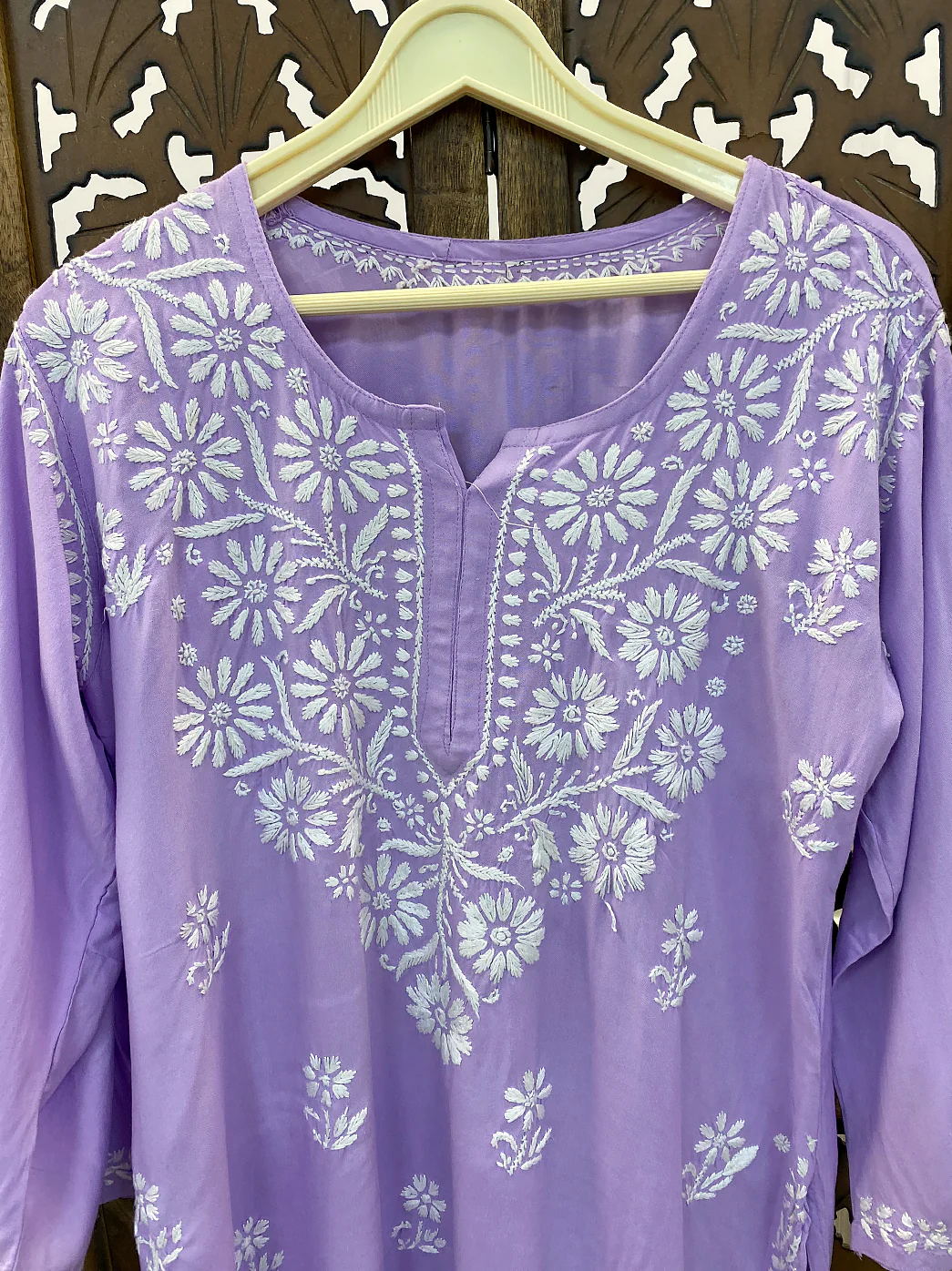 Lavender Rayon Chikankari Short Top - Image 3
