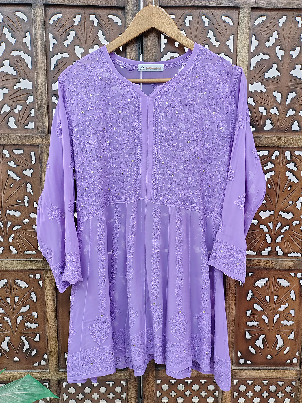 Lavender Viscose Chikankari Top - Image 2