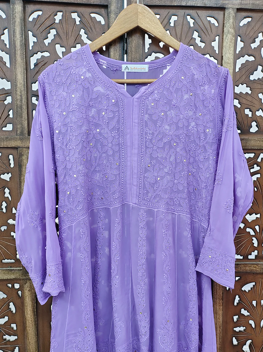 Lavender Viscose Chikankari Top - Image 3