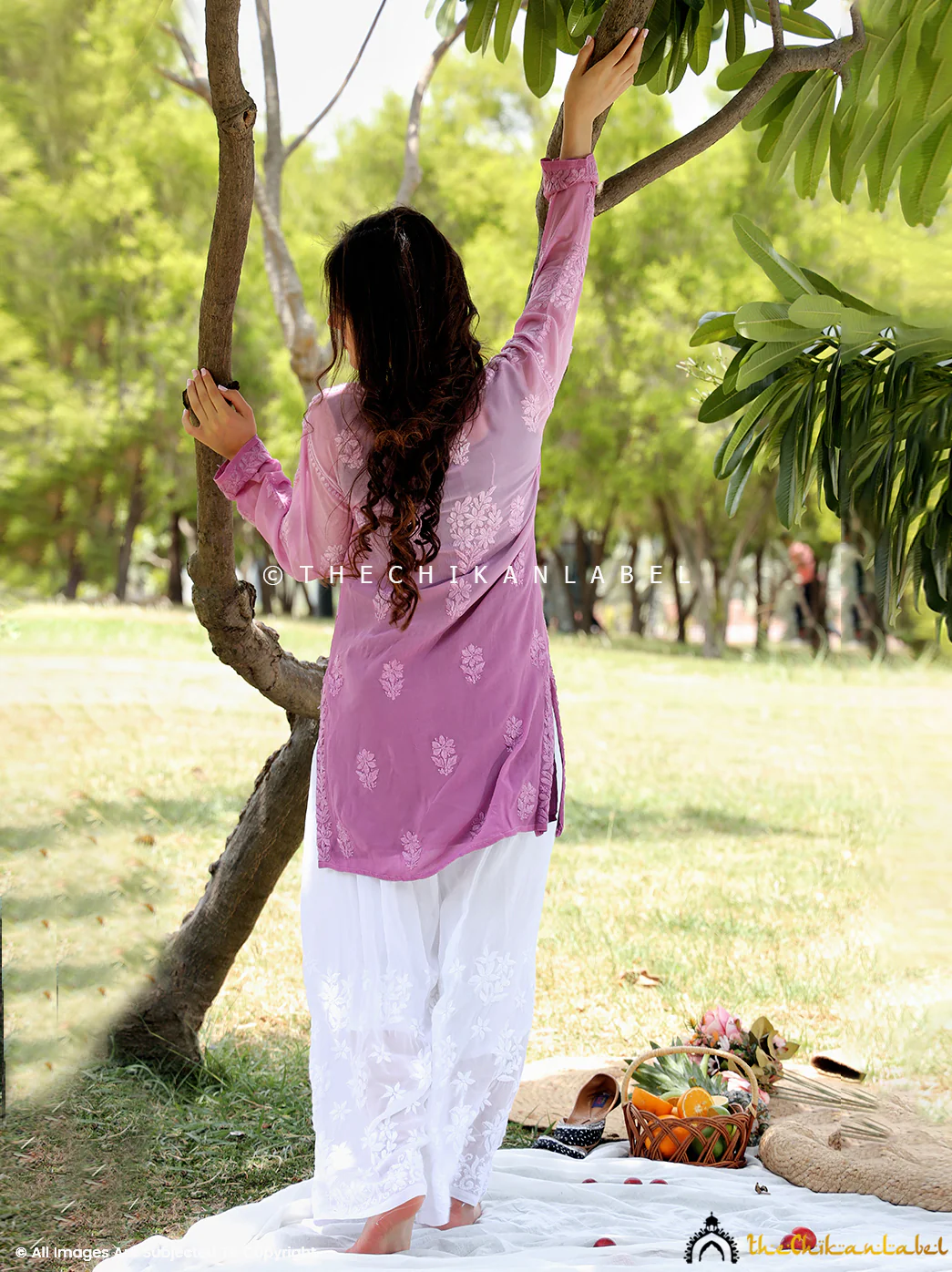 Mauve Rihana Viscose Chikankari Tunic Top - Image 5