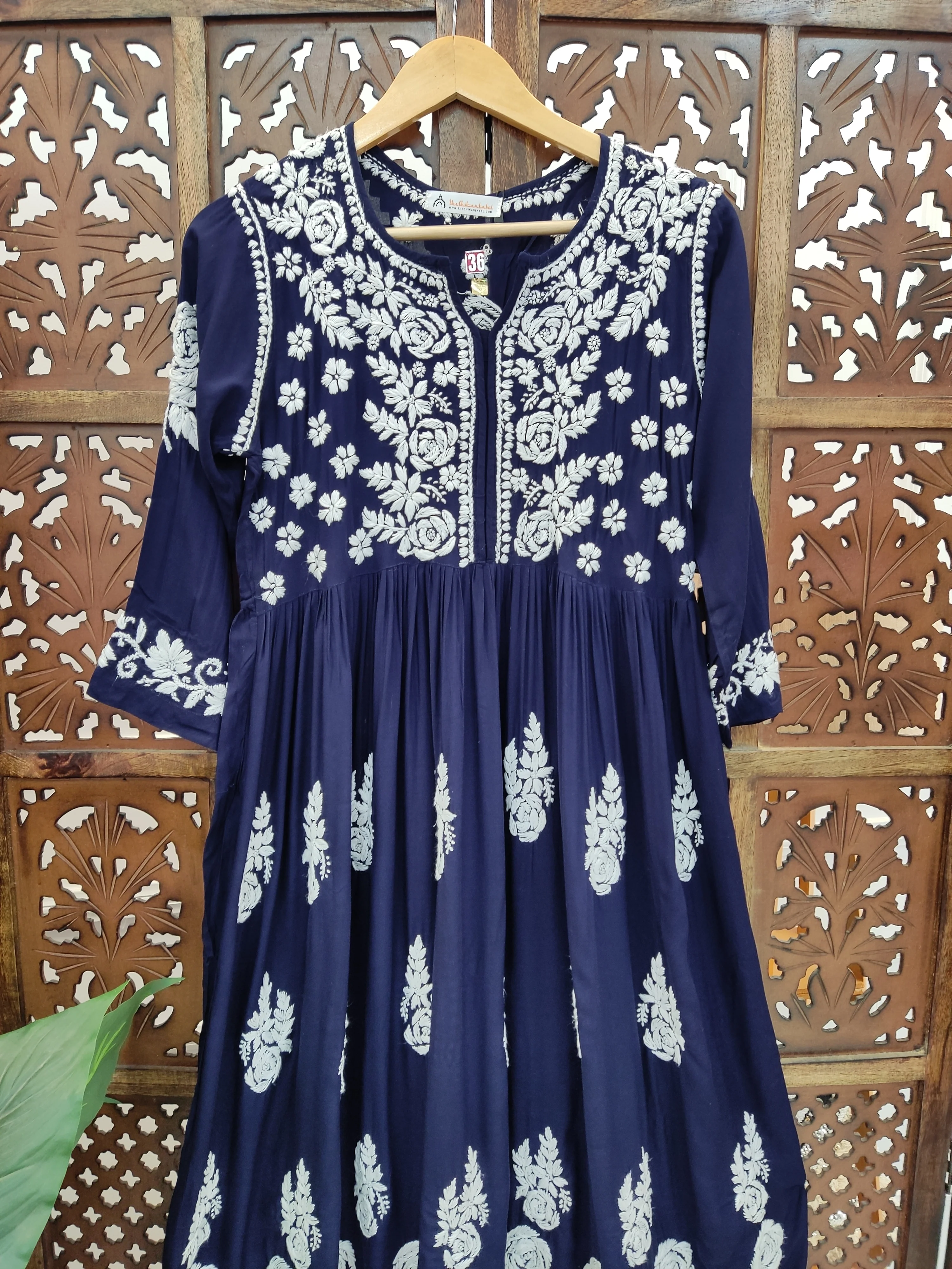 Navy Blue Modal Chikankari Anarkali - Image 3