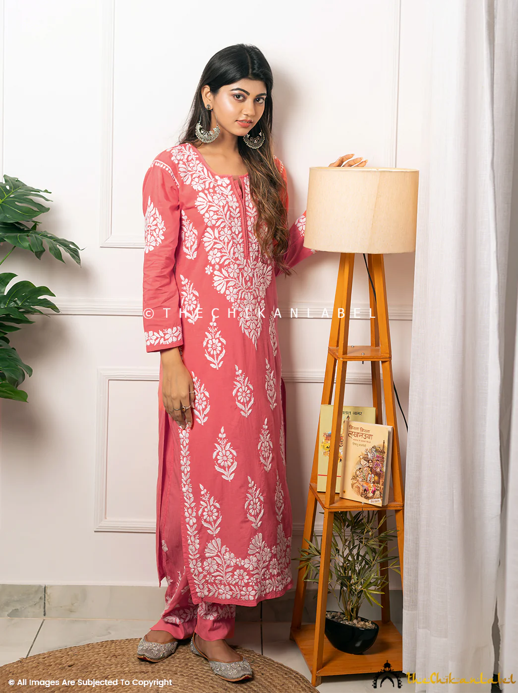 Ezna Modal Chikankari Kurta Set - Peach