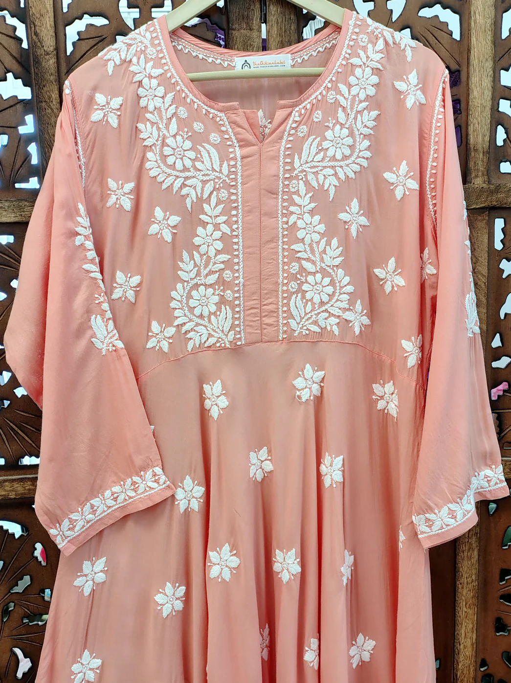 Peach Modal Chikankari Anarkali - Image 3