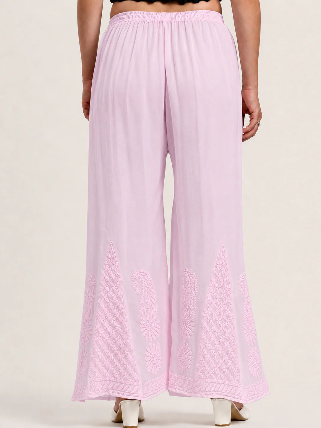 Baby Pink Areeba Georgette Chikankari Sharara - Image 4