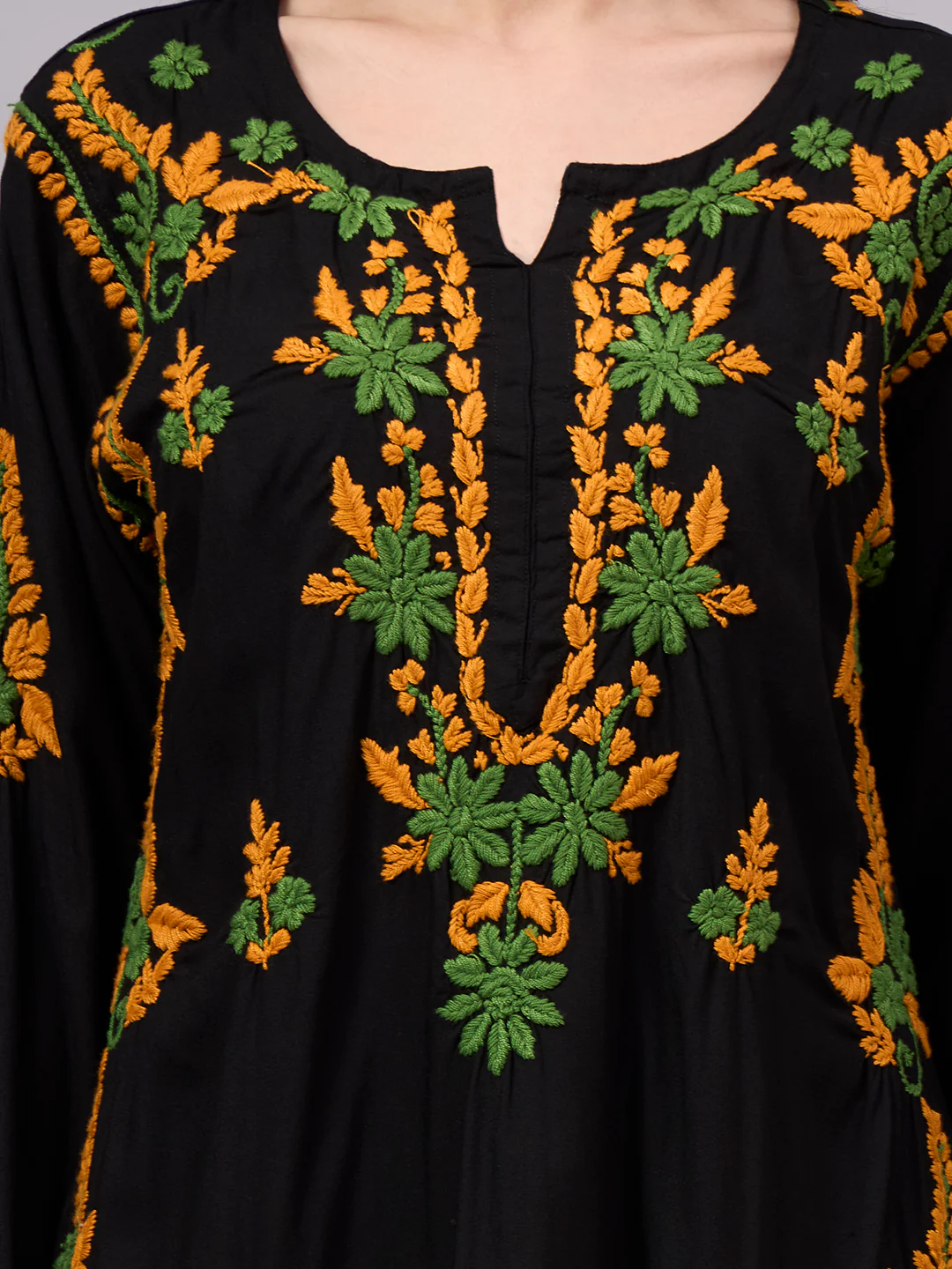 Rania Rayon Chikankari Straight Kurta - Yellow - Image 2