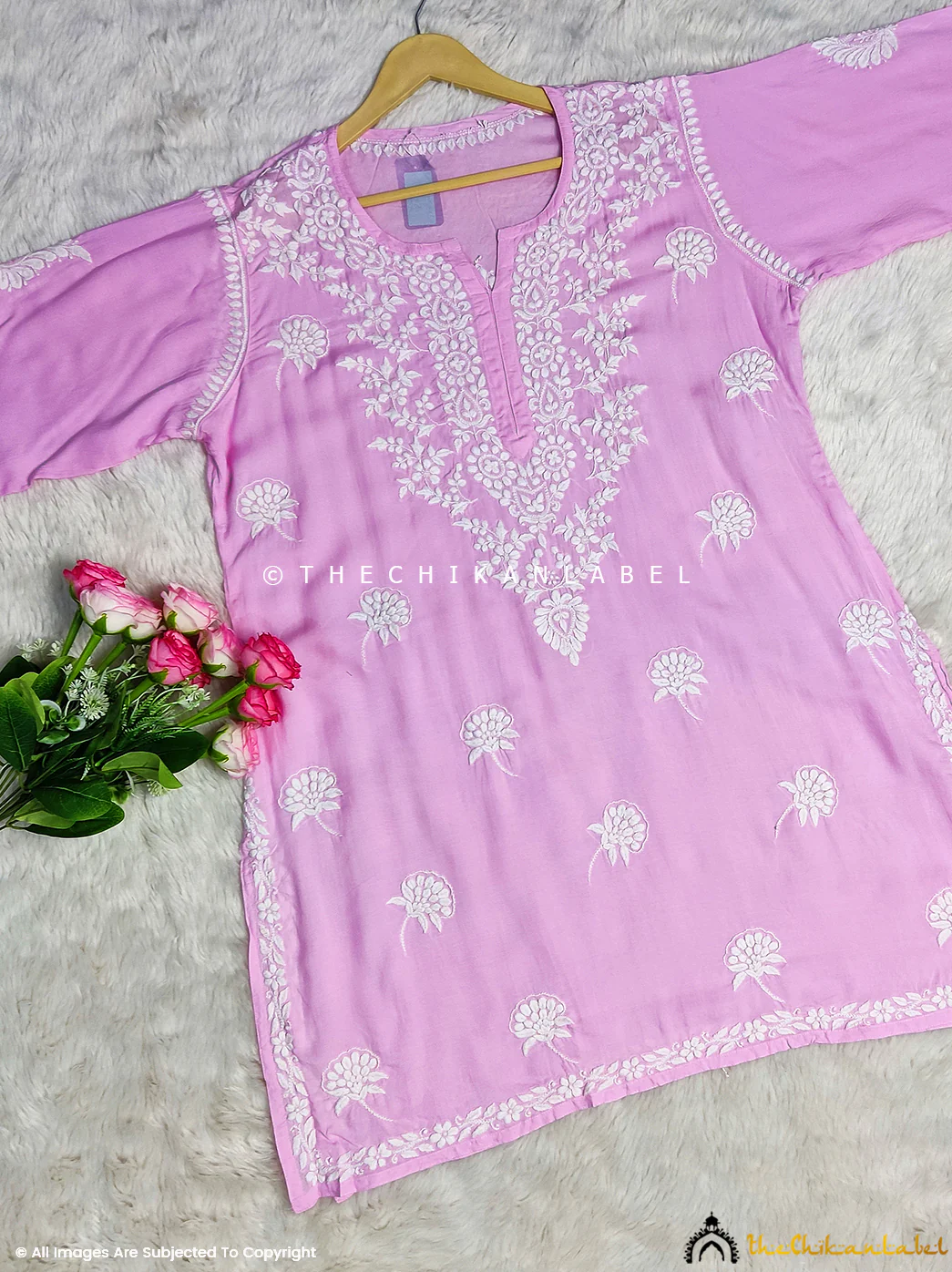 Red Modal Chikankari Short Top - Image 5