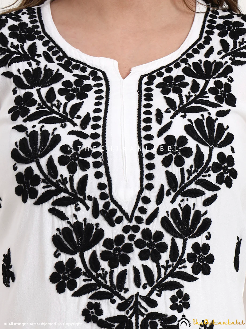 Sanya Rayon Chikankari Short Top - White - Image 2