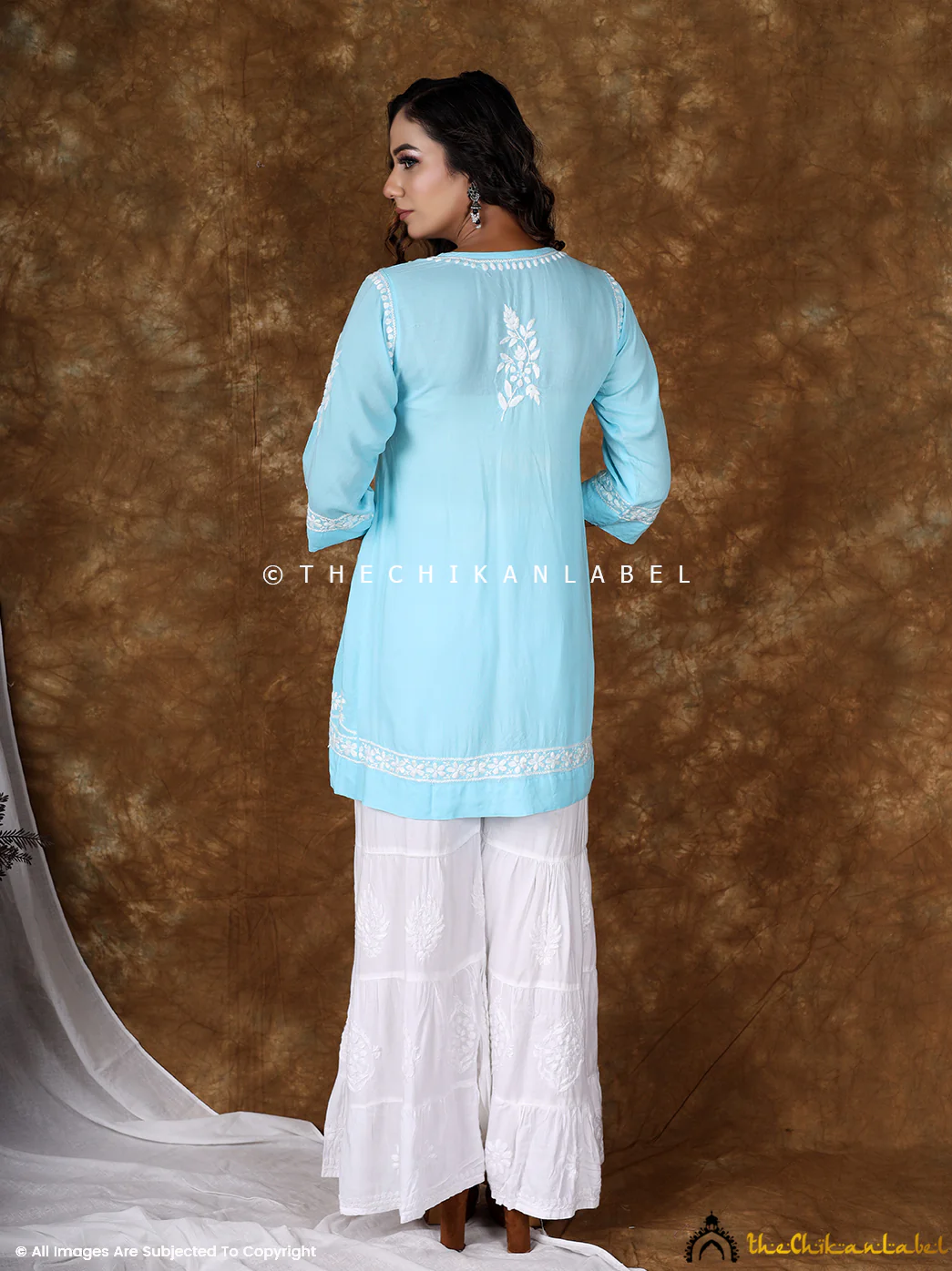 Sky Blue Navya Modal Chikankari Tunic Top - Image 5
