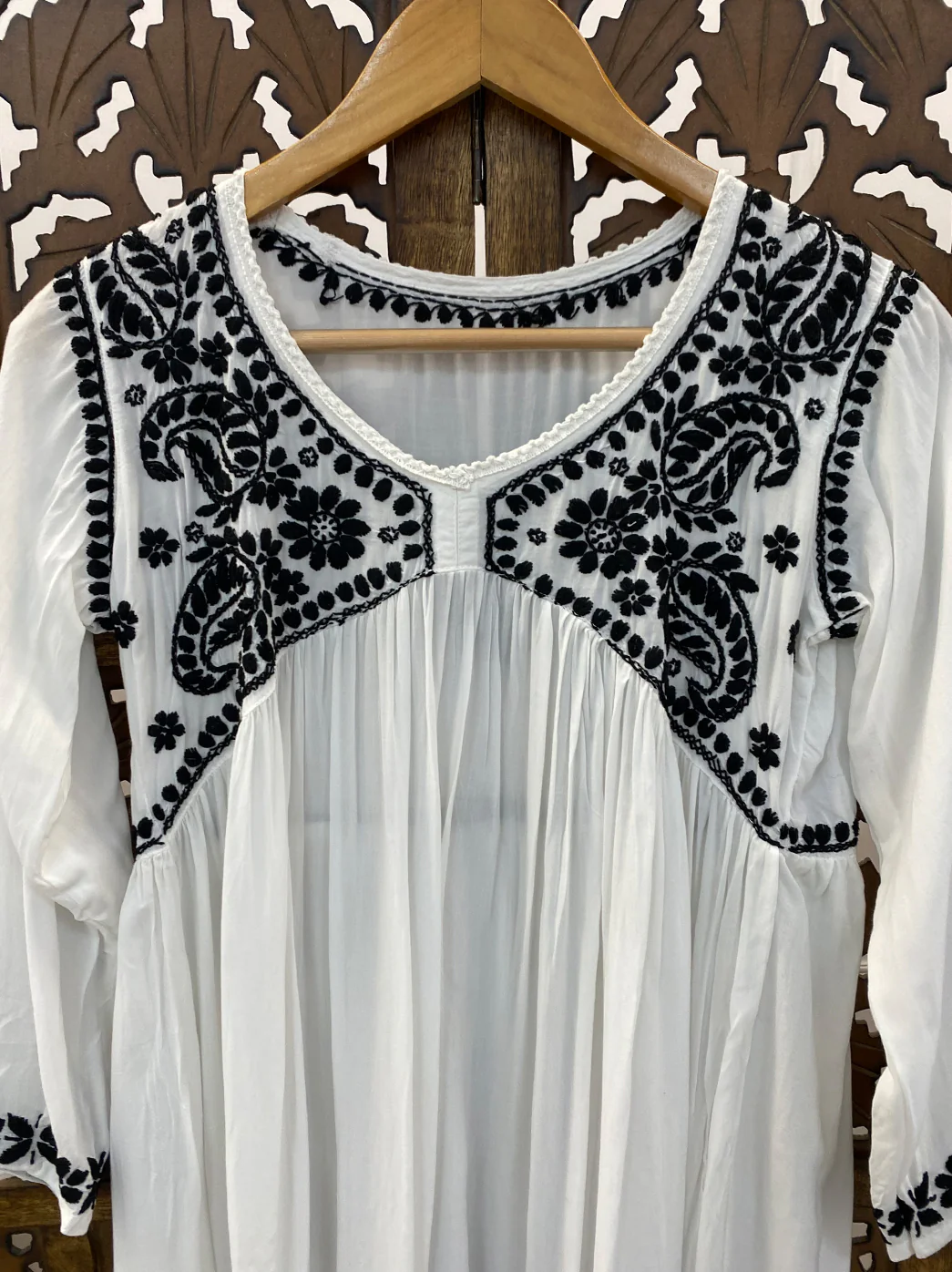 White Modal Chikankari A-Line Kurti - Image 3