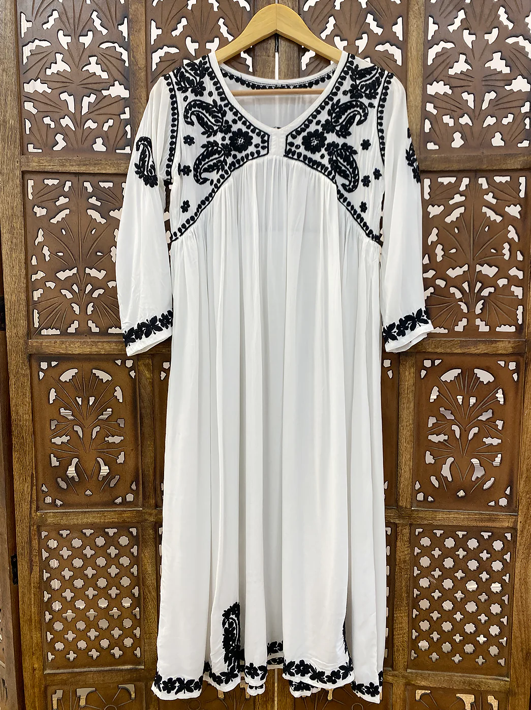 White Modal Chikankari A-Line Kurti - Image 2