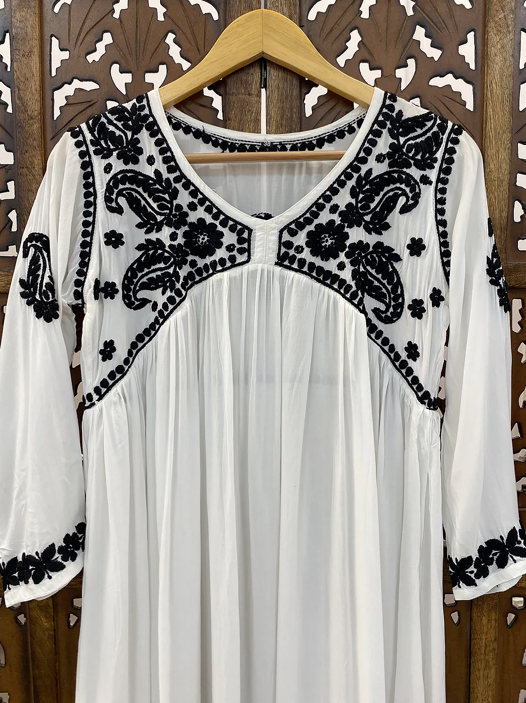 White Modal Chikankari A-Line Kurti - Image 3