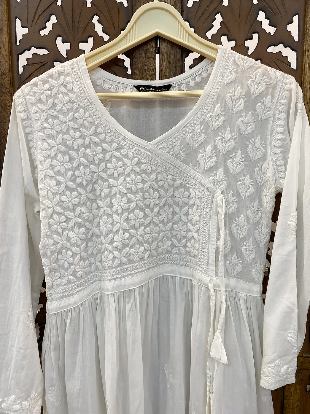 White Viscose Chikankari Short Top - Image 3