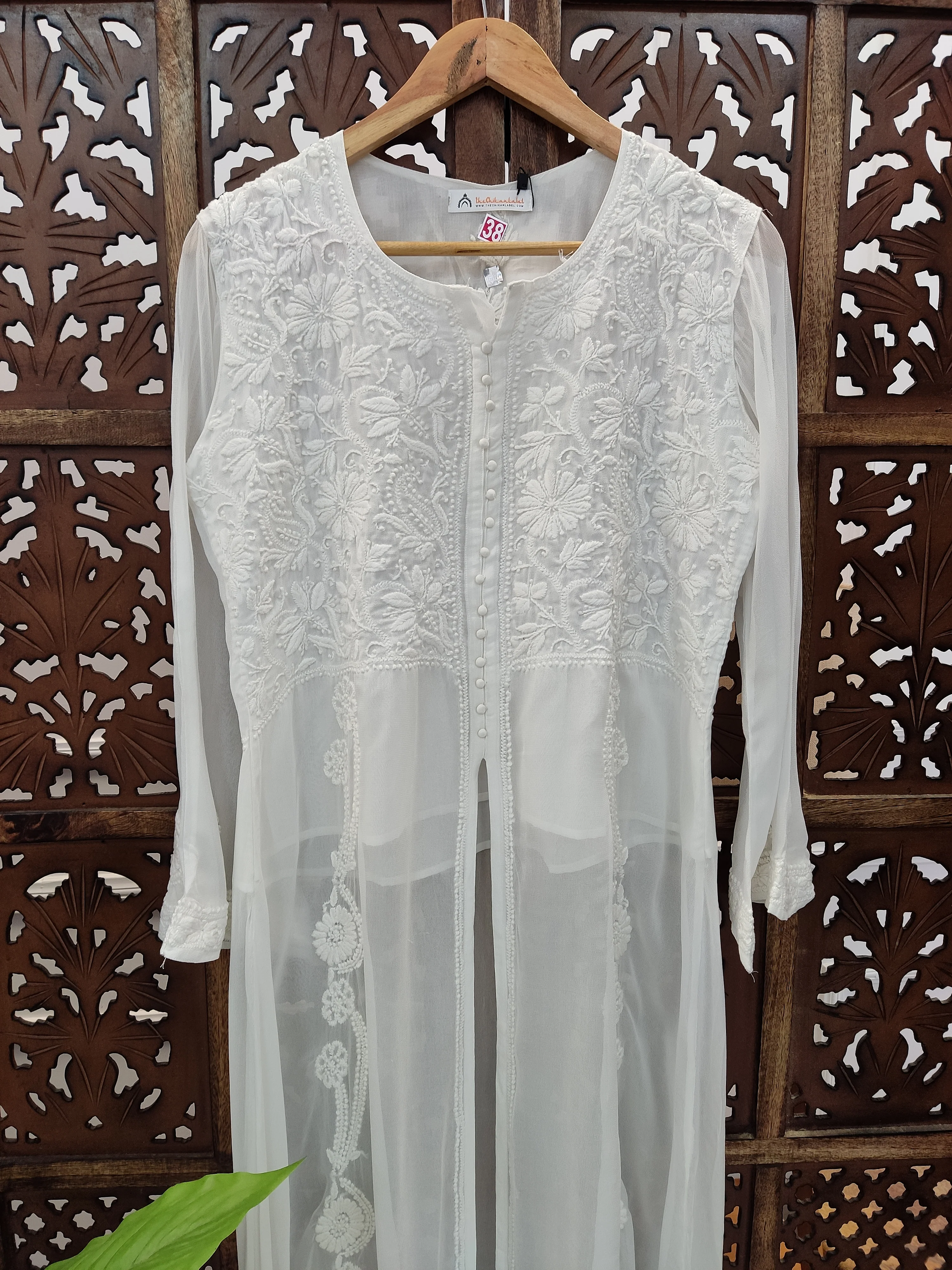 White Viscose Chikankari Slit Kurti - Image 3
